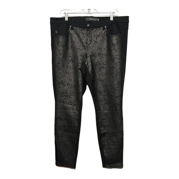 Torrid 16 Slim-Fit Crackled Faux Leather Knit Pants Black Mid-Rise Plus-Size - Picture 1 of 9